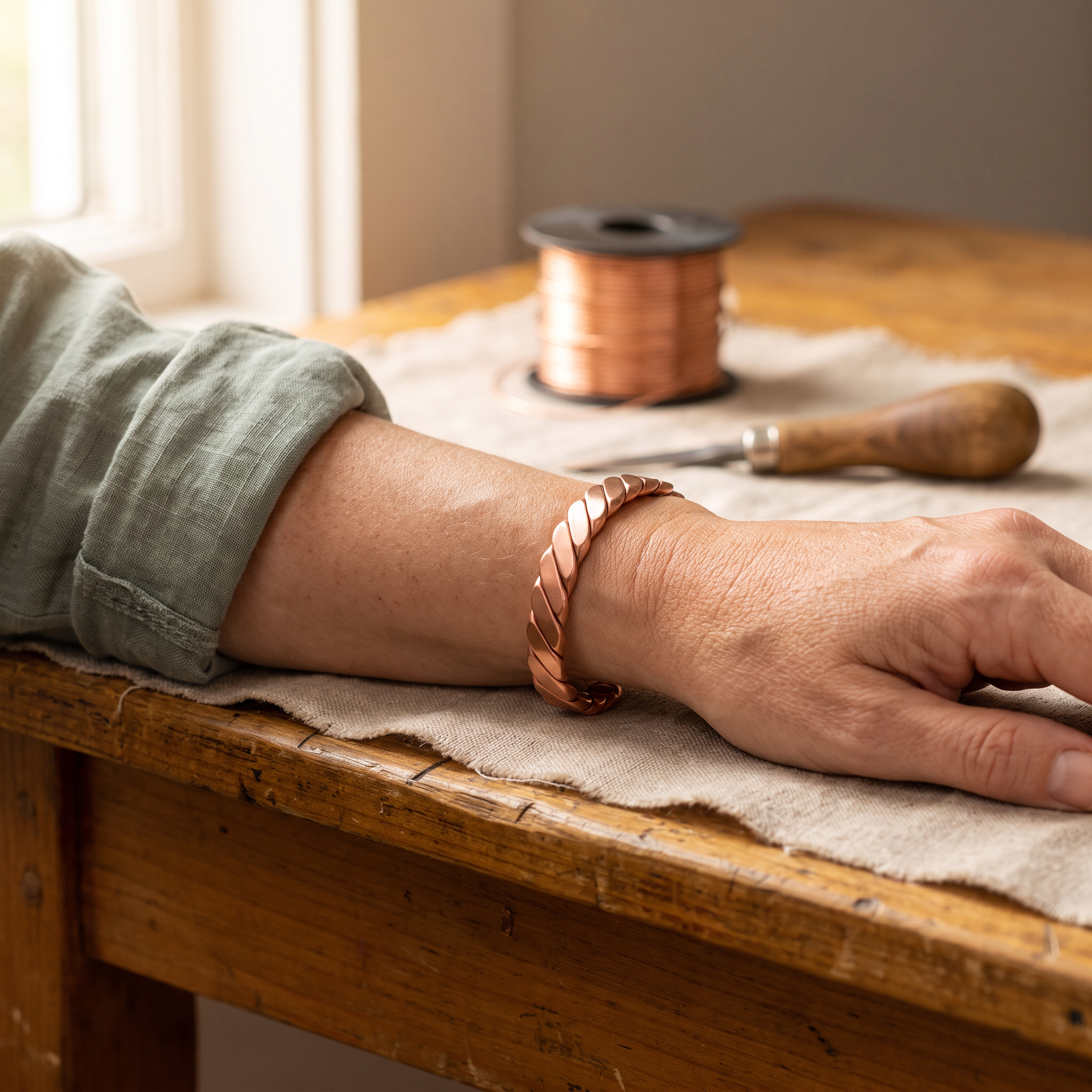 Vera's Moss Copper Bracelet