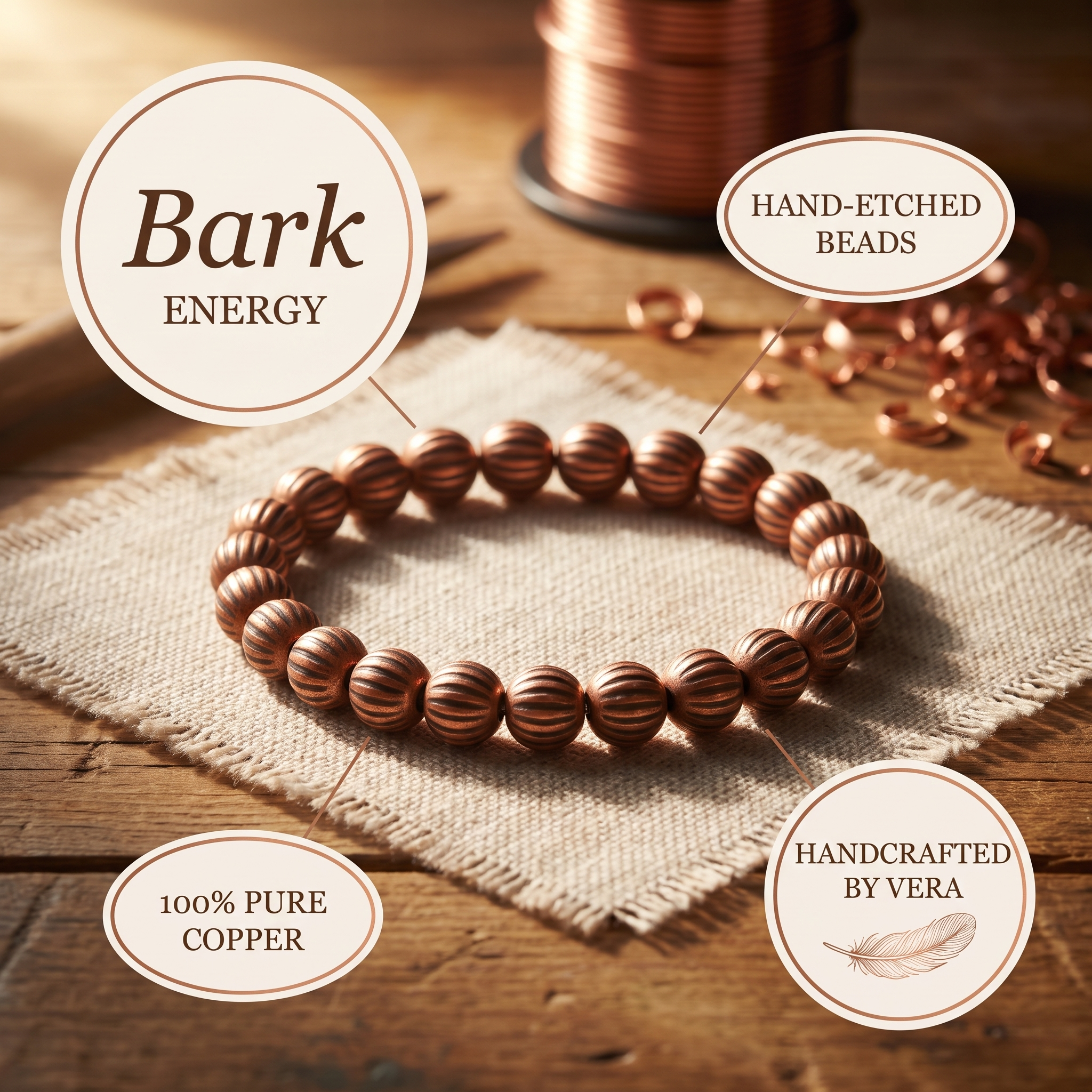 Vera's Bark Copper Bracelet