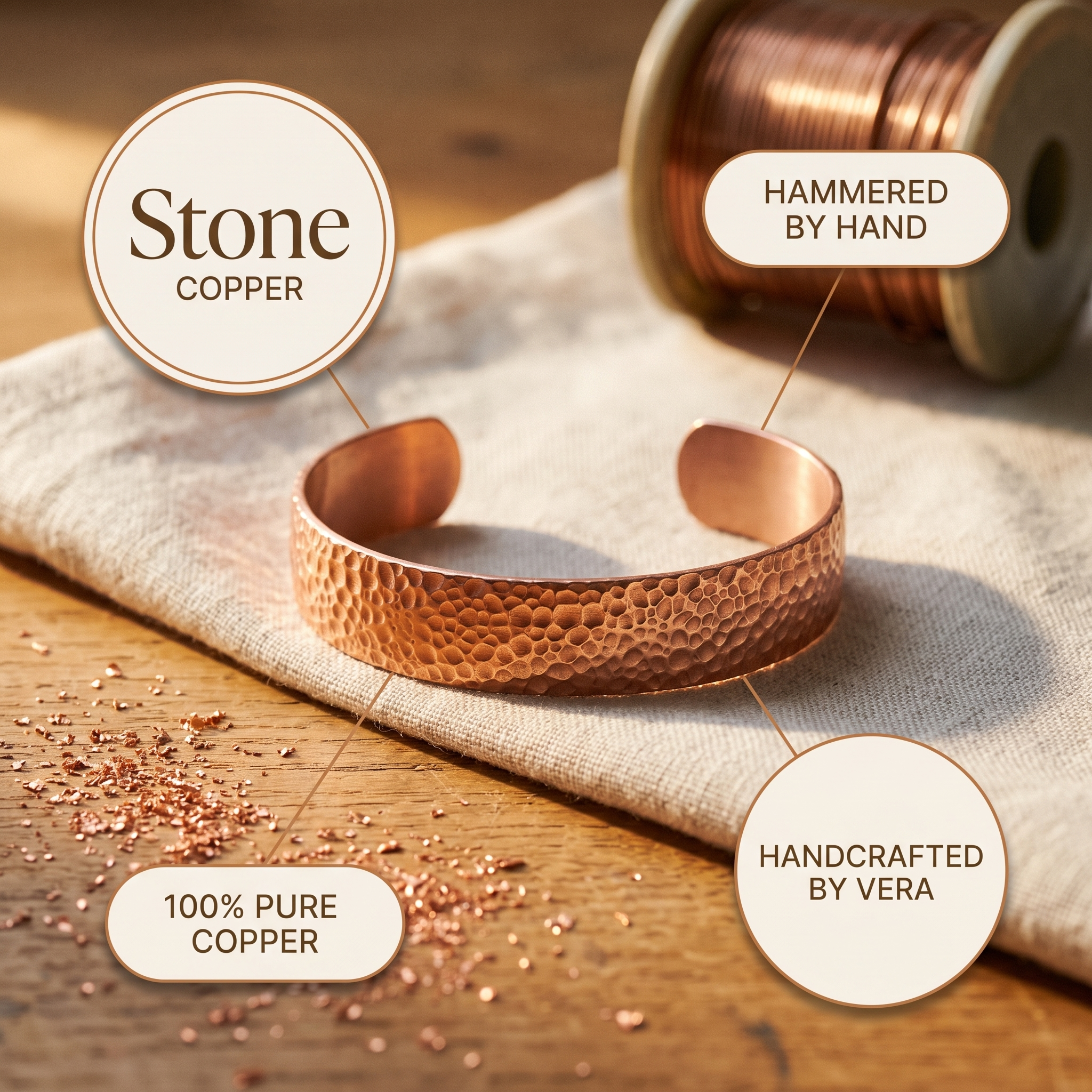 Vera's Stone Copper Bracelet
