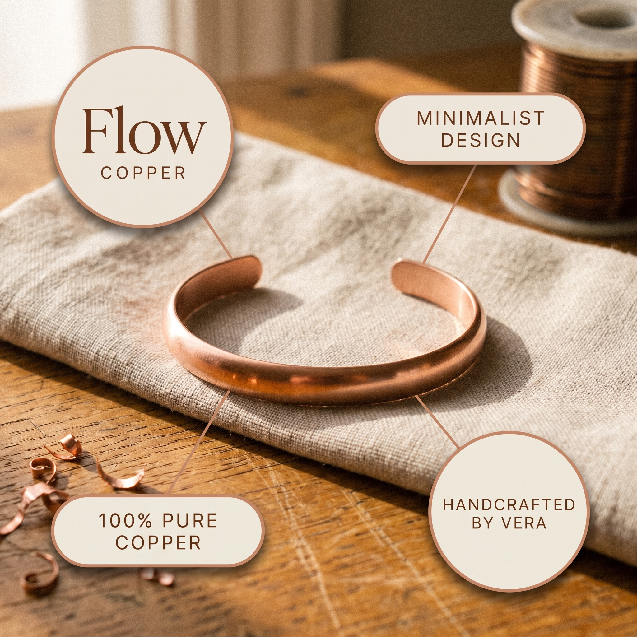 Vera's Flow Copper Bracelet